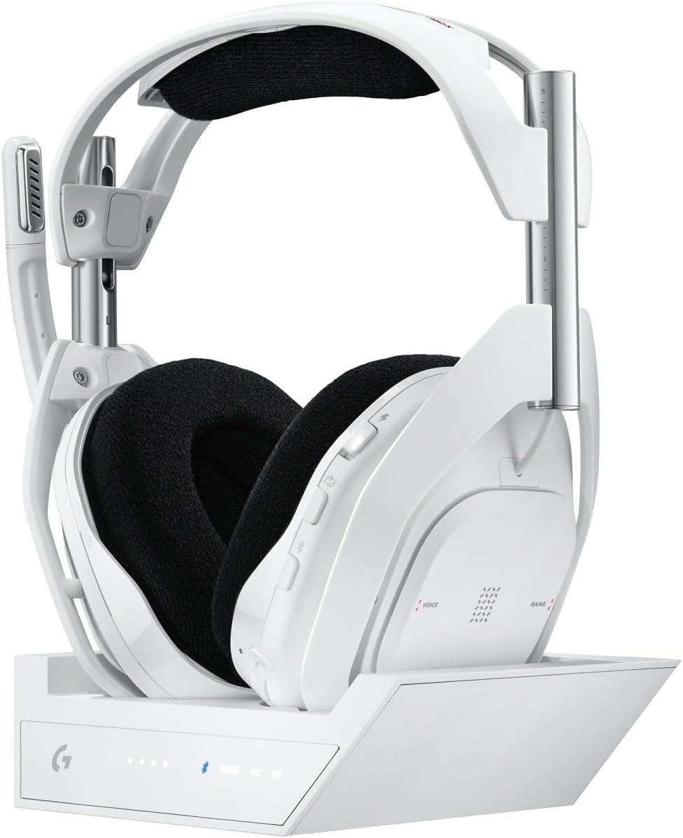 Logitech G Astro A50 X Casque Gaming sans Fil Lightspeed + Station d'accueil, Pro-G GRAPHÈNE, PLAYSYNC pour la Xbox Series X-S + PS5 + PC/Mac, Bluetooth, Dispositif de Relais HDMI 2.1, Blanc