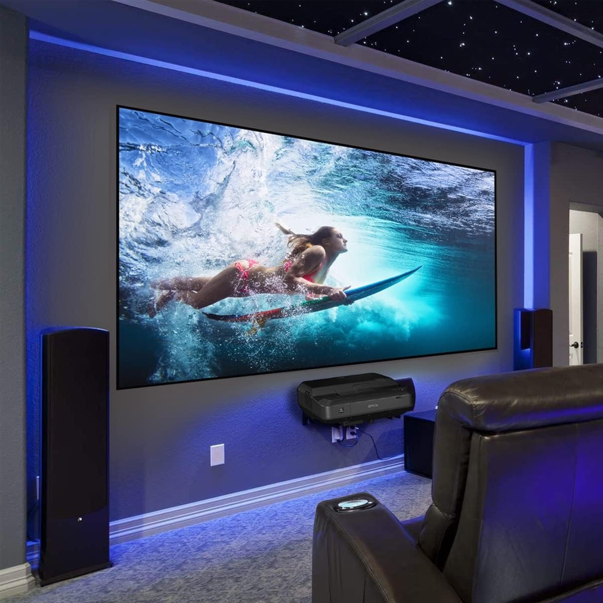 HiViLux Toile ultra fine Zero - Sans cadre - CLR/ALR - Gris - Tissu pour vidéoprojecteur UST - HiViPrism Cinema HDR - Contraste élevé - 8K/4K/3D/sans bord (16:9 - Image : 332 x 187 cm 150")