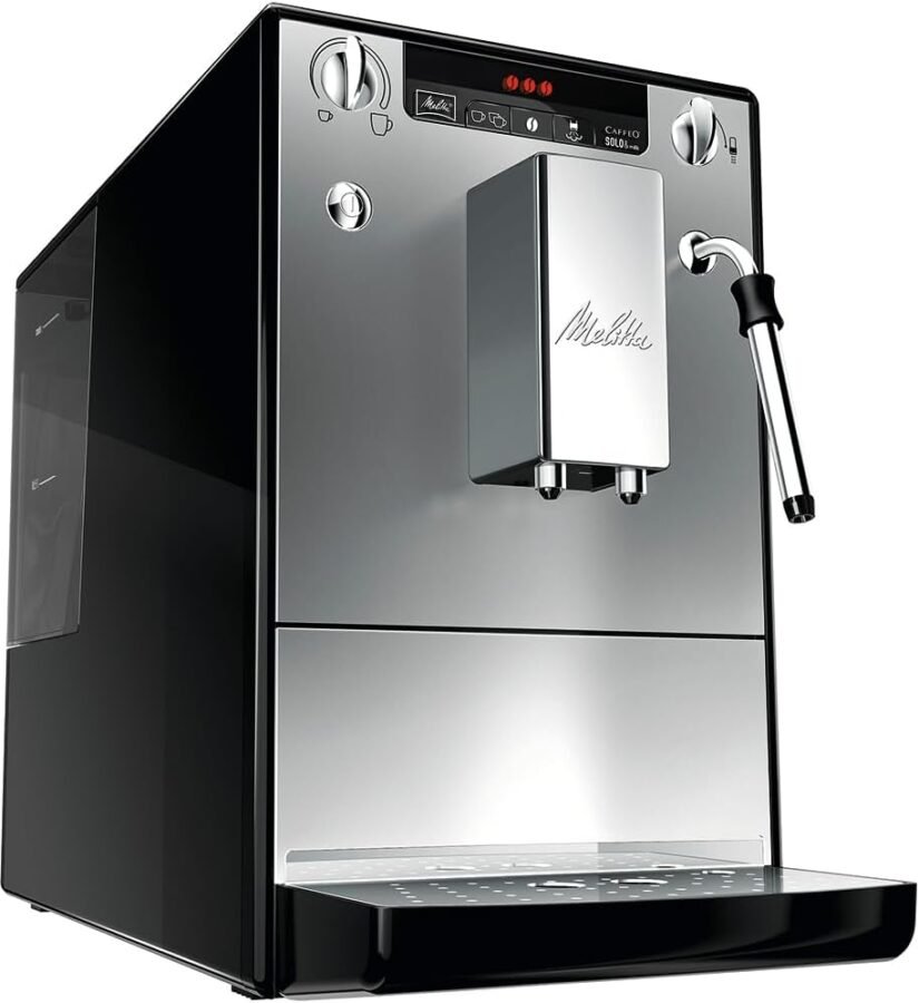 Melitta Machine à Café et Boissons Chaudes Automatique, Buse Vapeur, Caffeo Solo & Milk, 1.2L, Argent, E953-102